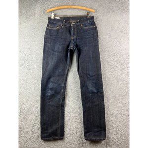 PAULROSE PRODUCTS SLUBBY INDIGO SELVEDGE JEANS, SLIM size 31